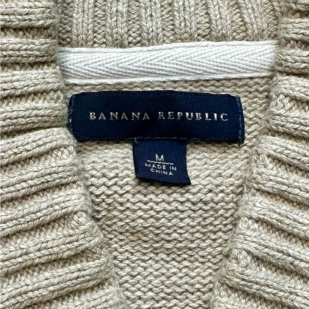 Banana Republic Men’s Shawl Collar Cardigan Sweater Beige Cotton M - Picture 3 of 9